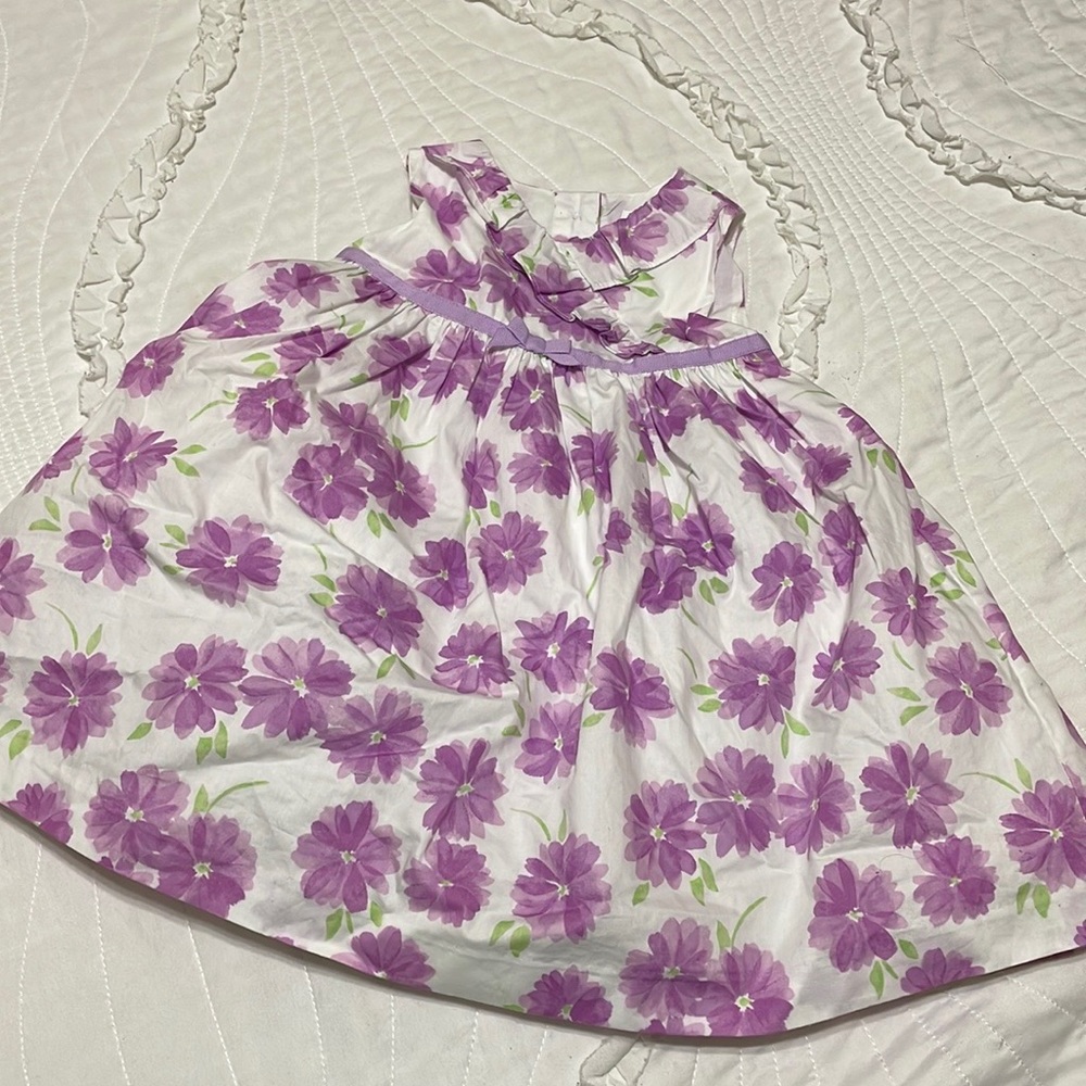 Easter Dress. Baby Girl Lavender Floral Dress  (Matching Twin Set Available)